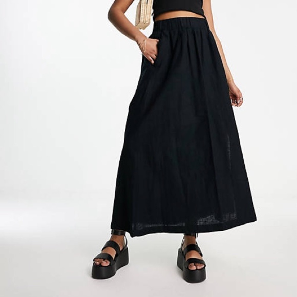 Abercrombie & Fitch Linen Maxi Skirt with Slit